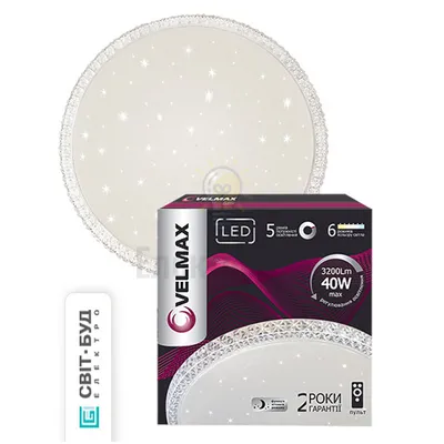 LED світильник VELMAX V-CL-Crystal, 40W, smart, 3000K-6500K, 3200Lm, пульт ДК. 23-42-55-1 — купити в Електродім