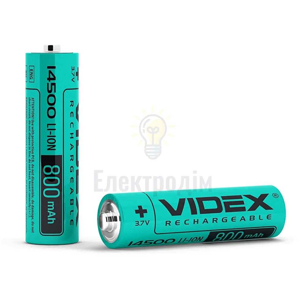 Акумулятор Videx літій-іонний 14500 (без захисту) 800mAh bulk/1шт 14500/800/1B 