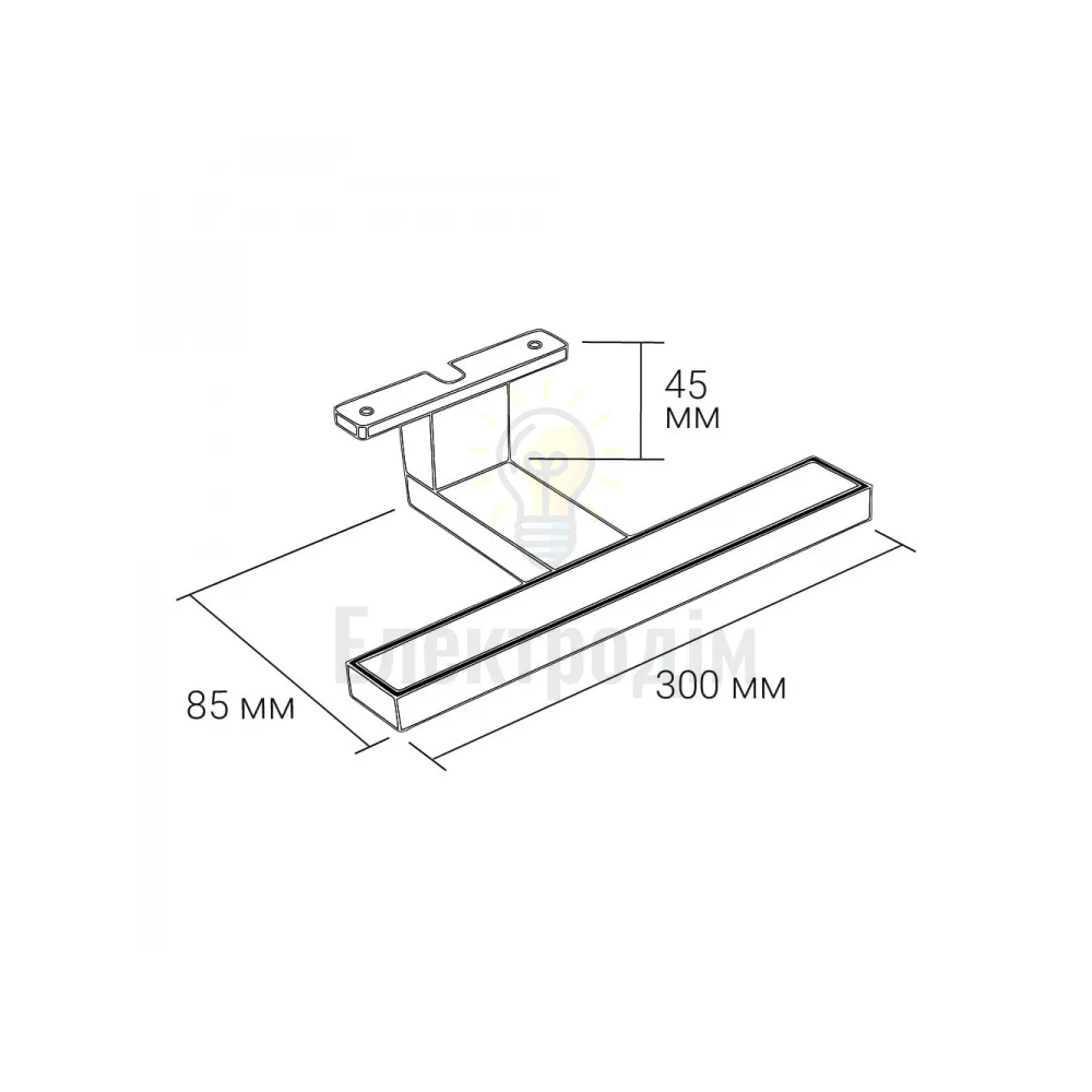 AL5081ARD 230V 5W 375LM 4000К 300*85*45mm IP44 хром, матовий розсіювач 80684  - фото 1