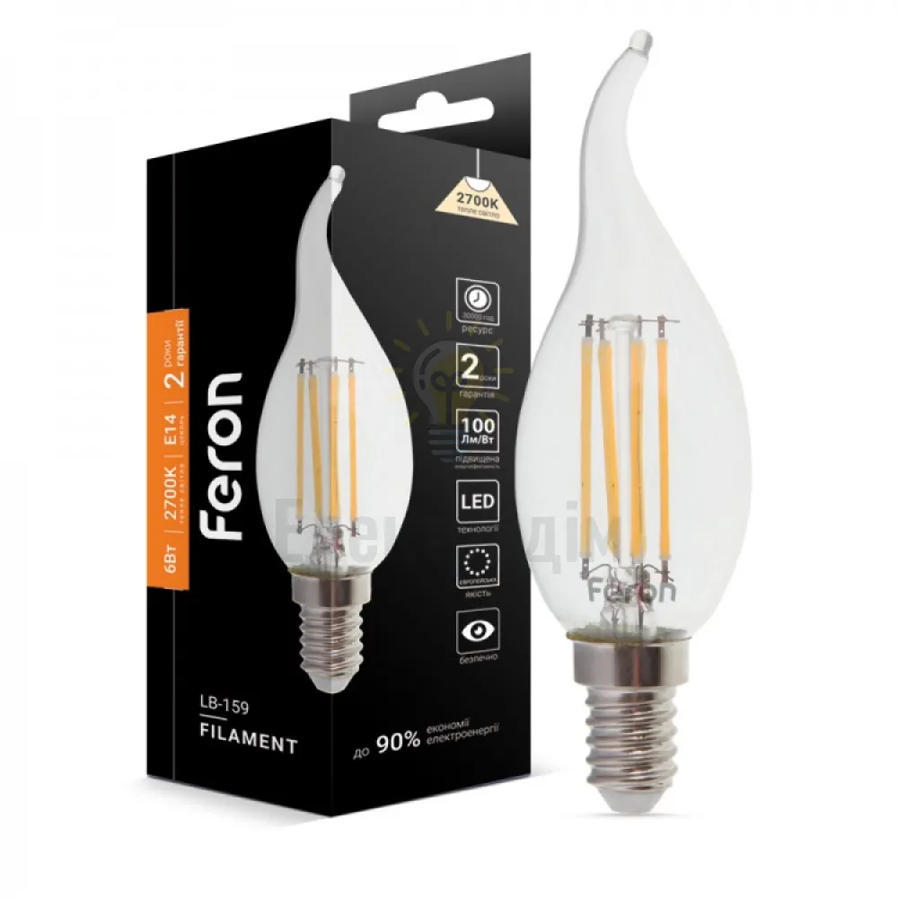 Світлодіодна лампа Filament LB-159 CF37 230V 6W 600Lm  E14 2700K 25750 