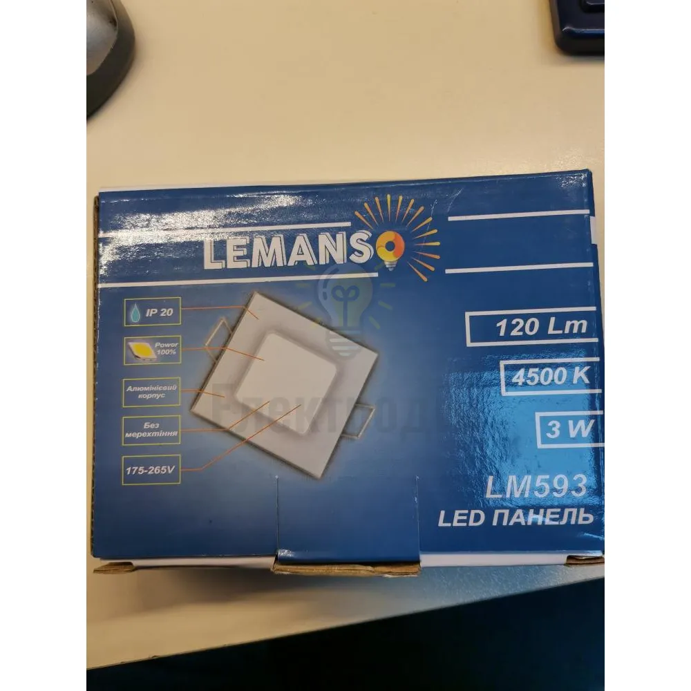LED панель Lemanso 3W 120LM 165-265V 4500K квадрат LM593 