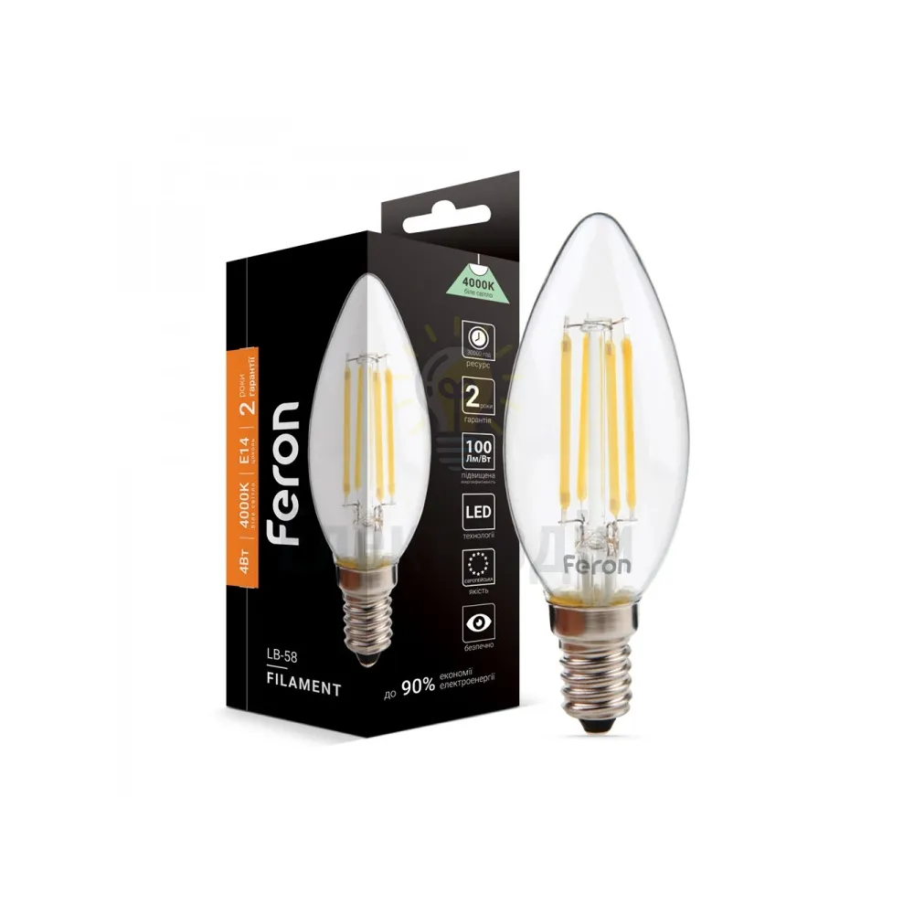 Світлодіодна лампа Filament LB-58 C37 230V 4W 400Lm  E14 4000K 25573 
