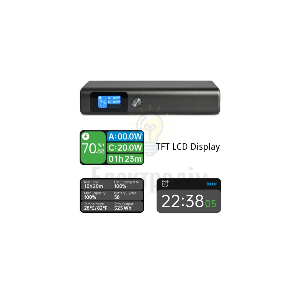 Повербанк 20000mAh VIDEX VPB-323 130W PD100W +Display VPB-323-B  - фото 2