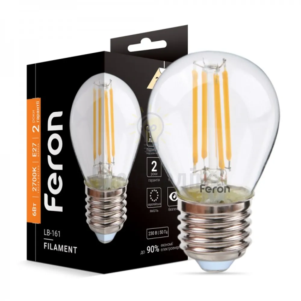 Світлодіодна лампа Filament LB-161  G45 230V 6W 600Lm  E27  2700K 40078 