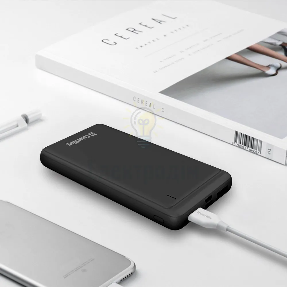Павербанк УМБ ColorWay Power Bank 10 000 mAh Slim (USB QC3.0 + USB-C Power Delivery 18W) Black CW-PB100LPG3BK-PD)  - фото 4