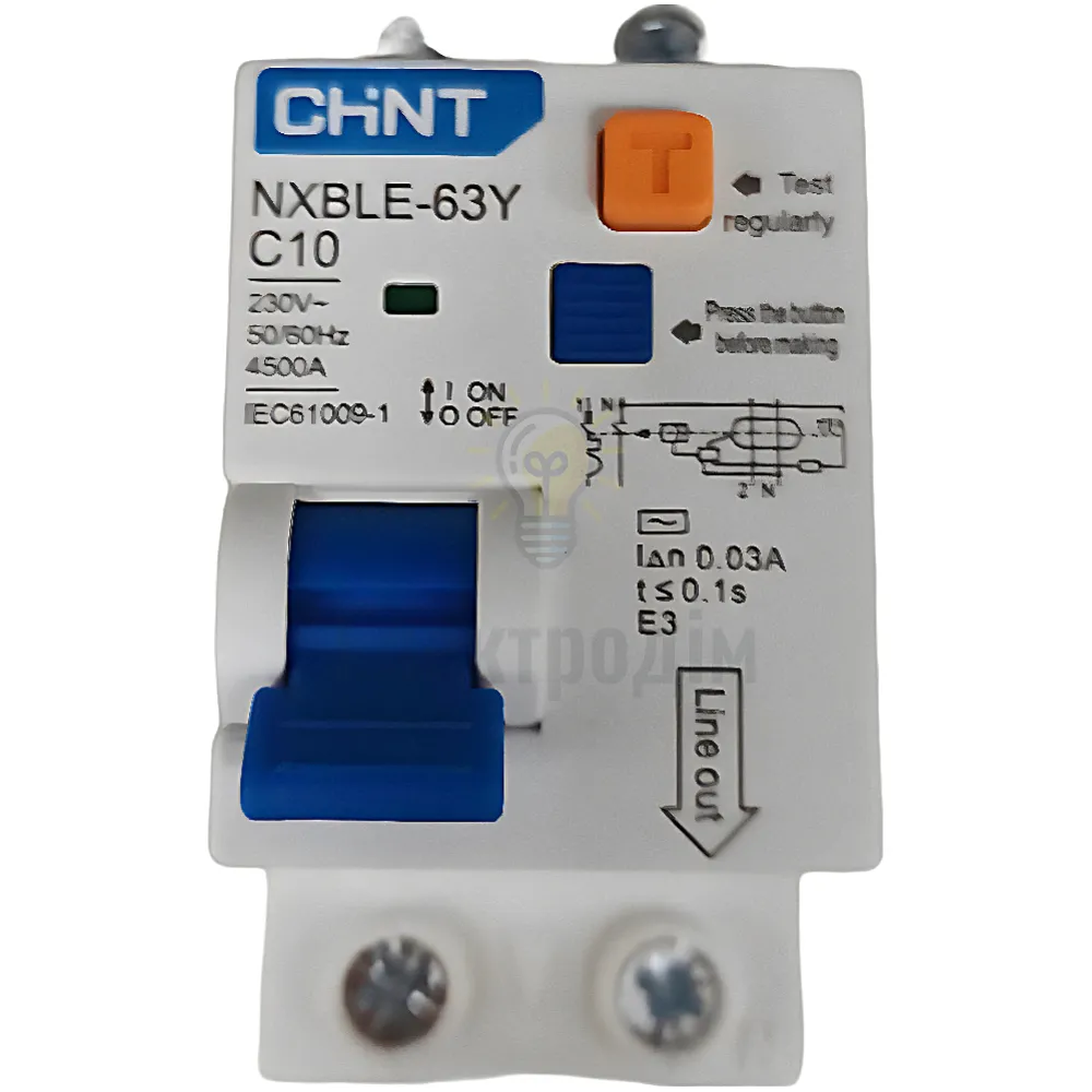 Диференційний автоматичний вимикач NXBLE-63Y 1P+N 4.5kA 0.03A C10A 105541 Chint 