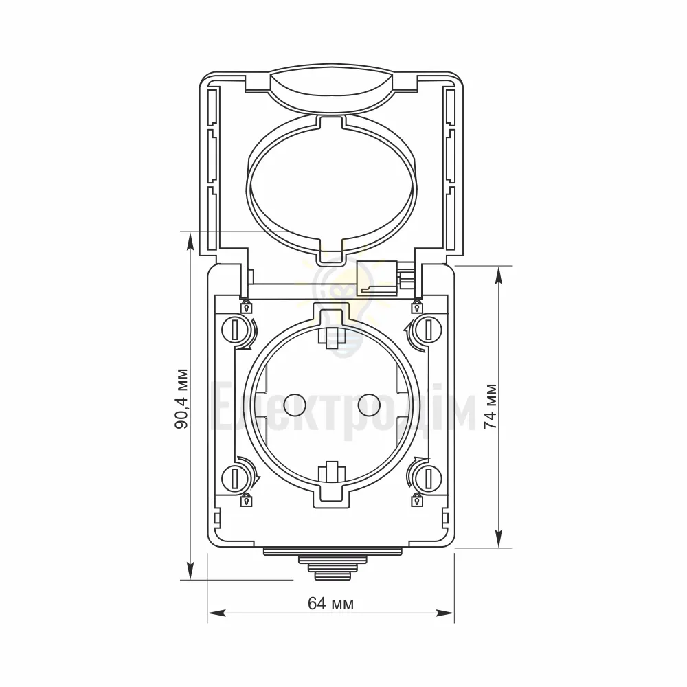 VIDEX BINERA IP65 розетка зовнішня одинарна із заземленням сіра VF-BNW21G-G  - фото 3