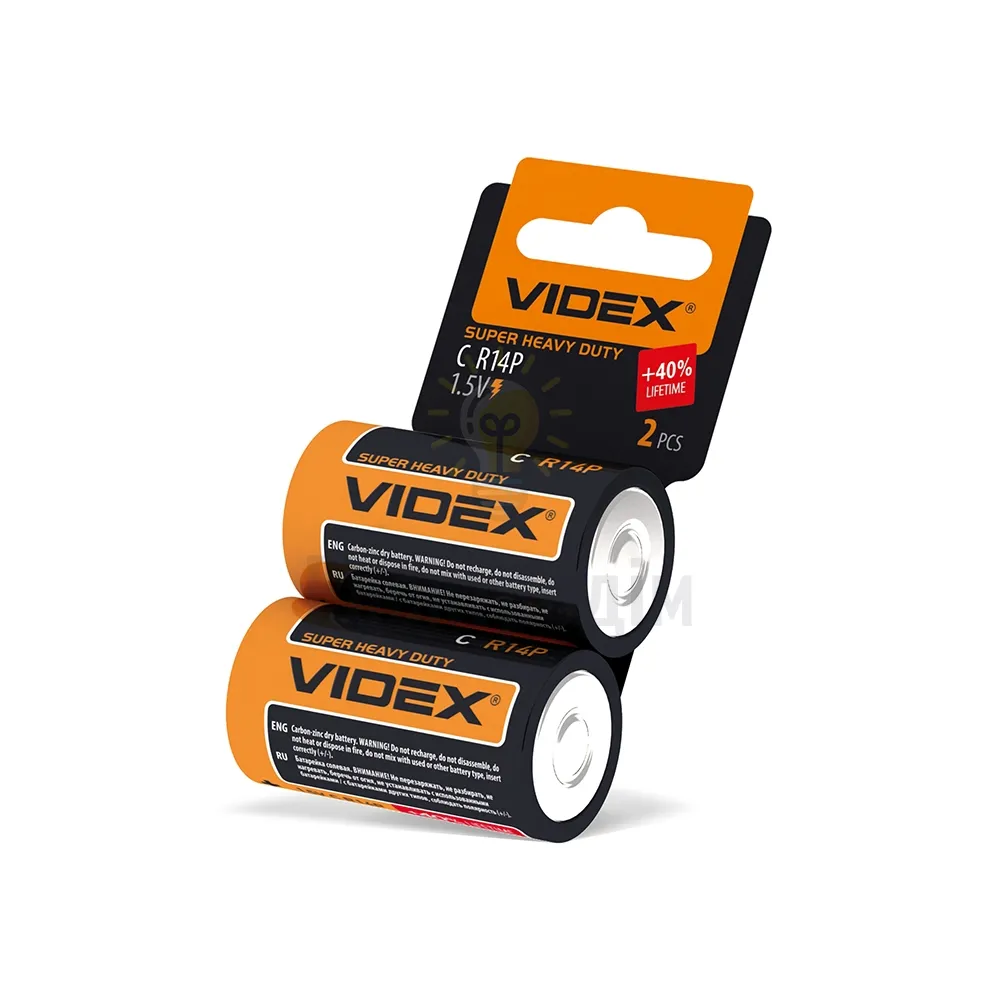 Батарейка Videx Батарейка сольова Videx R14P/C 2шт SHRINK CARD R14P/C 2pcs SС 