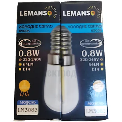 Lemanso Лампа Lemanso св-на 0,8W T20 E14 64LM 6500K 230V прозора / для холодильника LM3083 — купити в Електродім
