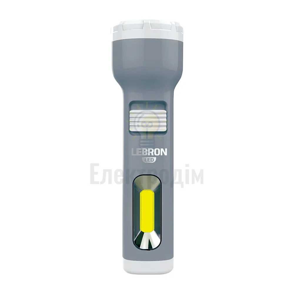LED ліхтар ручний акумуляторний LEBRON L-HL-30, ABS, сірий, 1W + 1W COB, USB, 1200mAh Li-Ion 15-15-30 