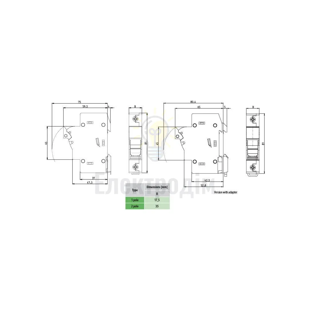 Тримач EFH 10 1P 25A 1000V DC 2540201  - фото 1