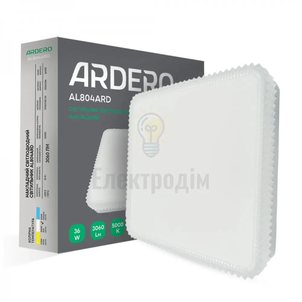 AL804ARD 36W квадрат накладний декор 3060Lm 5000K 230*230*40mm 80182 