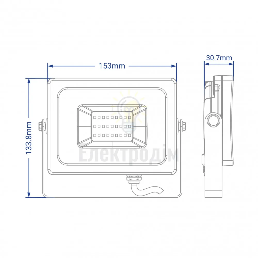 Прожектор світлодіодний LL-6030 30W 2700LM 6400K 230V (153*131*34mm) Білий IP 65 40053  - фото 1