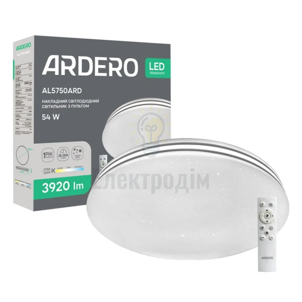 AL5750ARD 54W коло 3920Lm 2700-6500K 380*70mm SILVER 80696 