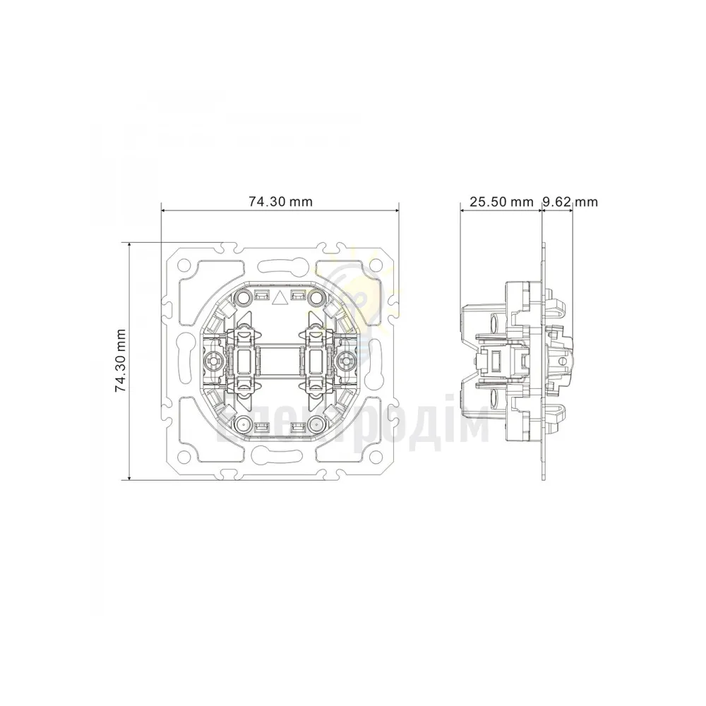 EV112V-B вимикач 2-кл., механізм чорний 10А Soft 80736  - фото 2