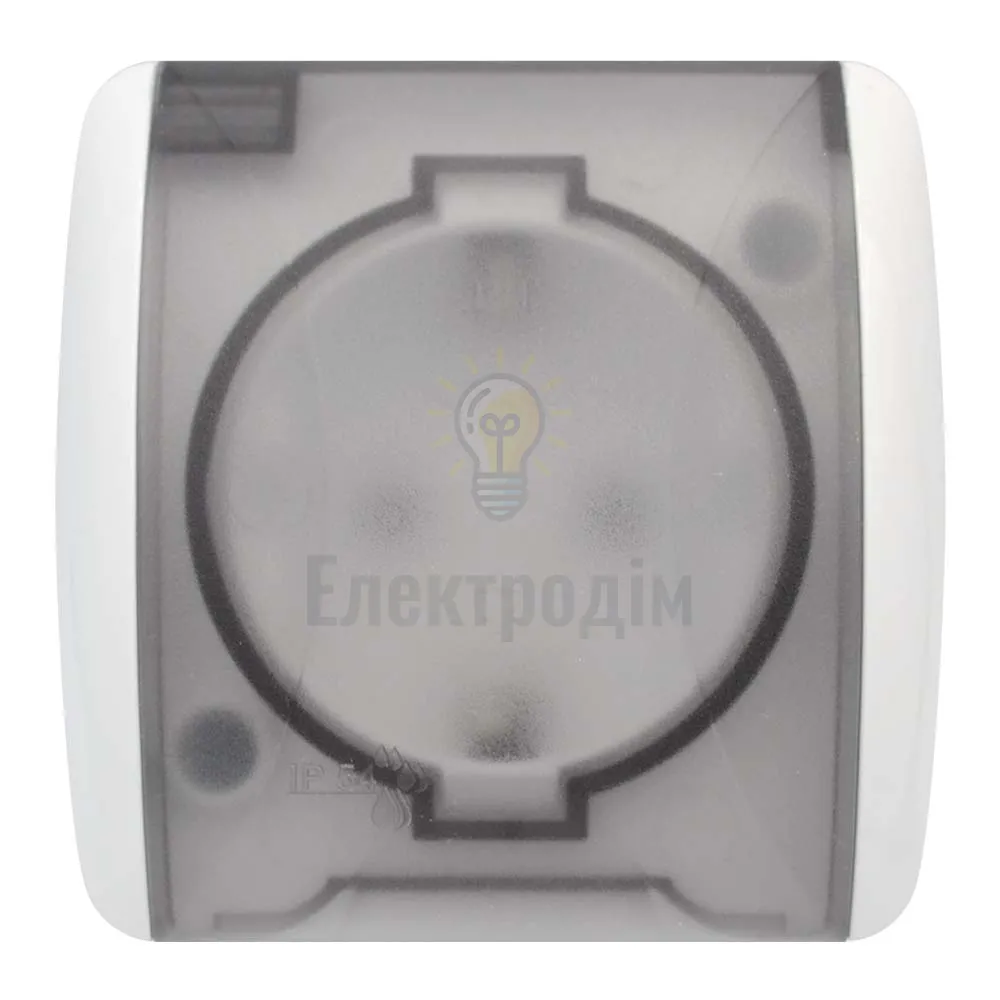 Розетка Alsu біла одинарна з\з з кришкою 504-010215-218 