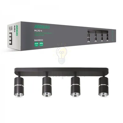 ML312-4 MR16/GU10, чорний+хром, четверний, поворотний, 4 x Ф55*100мм BAMBOO 80236 — купити в Електродім