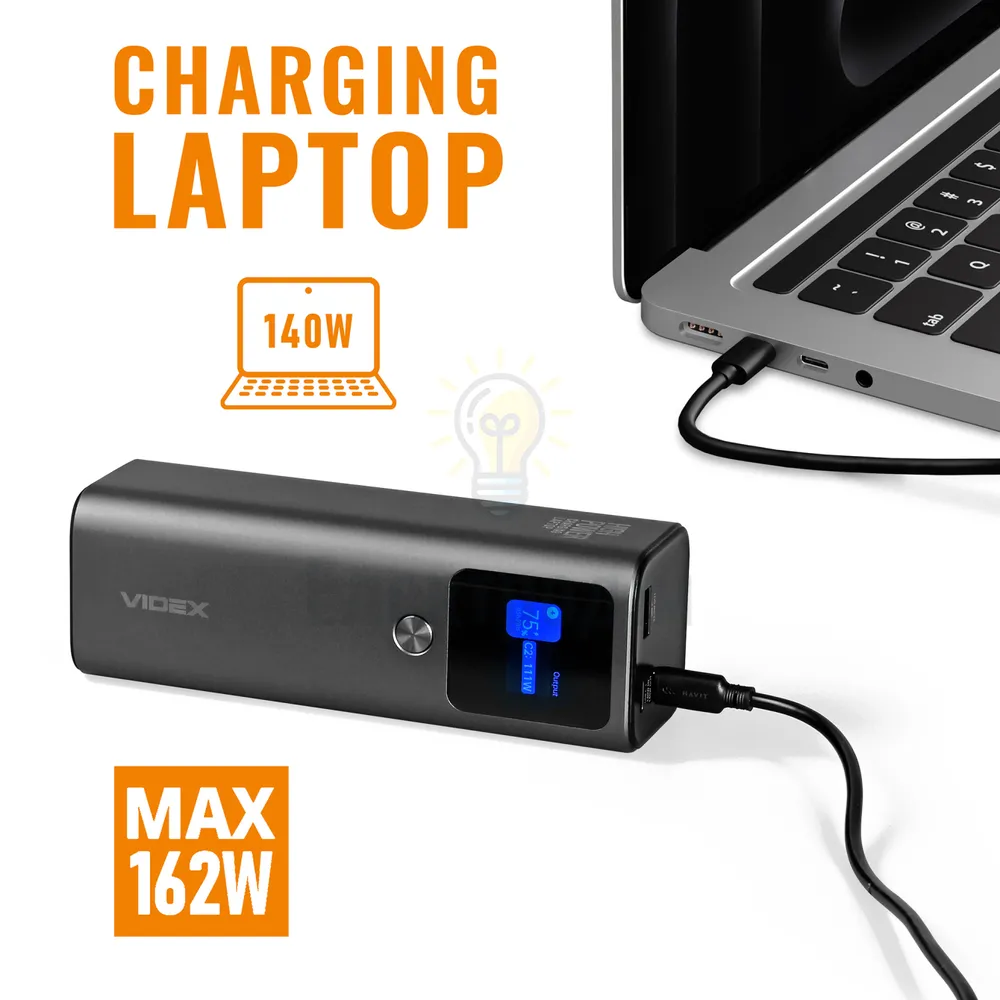 Повербанк 30000mAh VIDEX VPB-316 162W PD140W +Display VPB-316-G  - фото 2