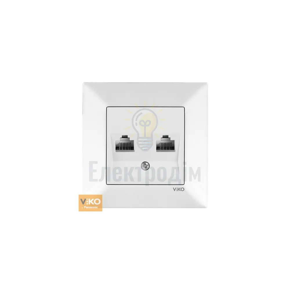 Розетка комп`ютерна 2-на  Viko Meridian біла 90970034-WH 