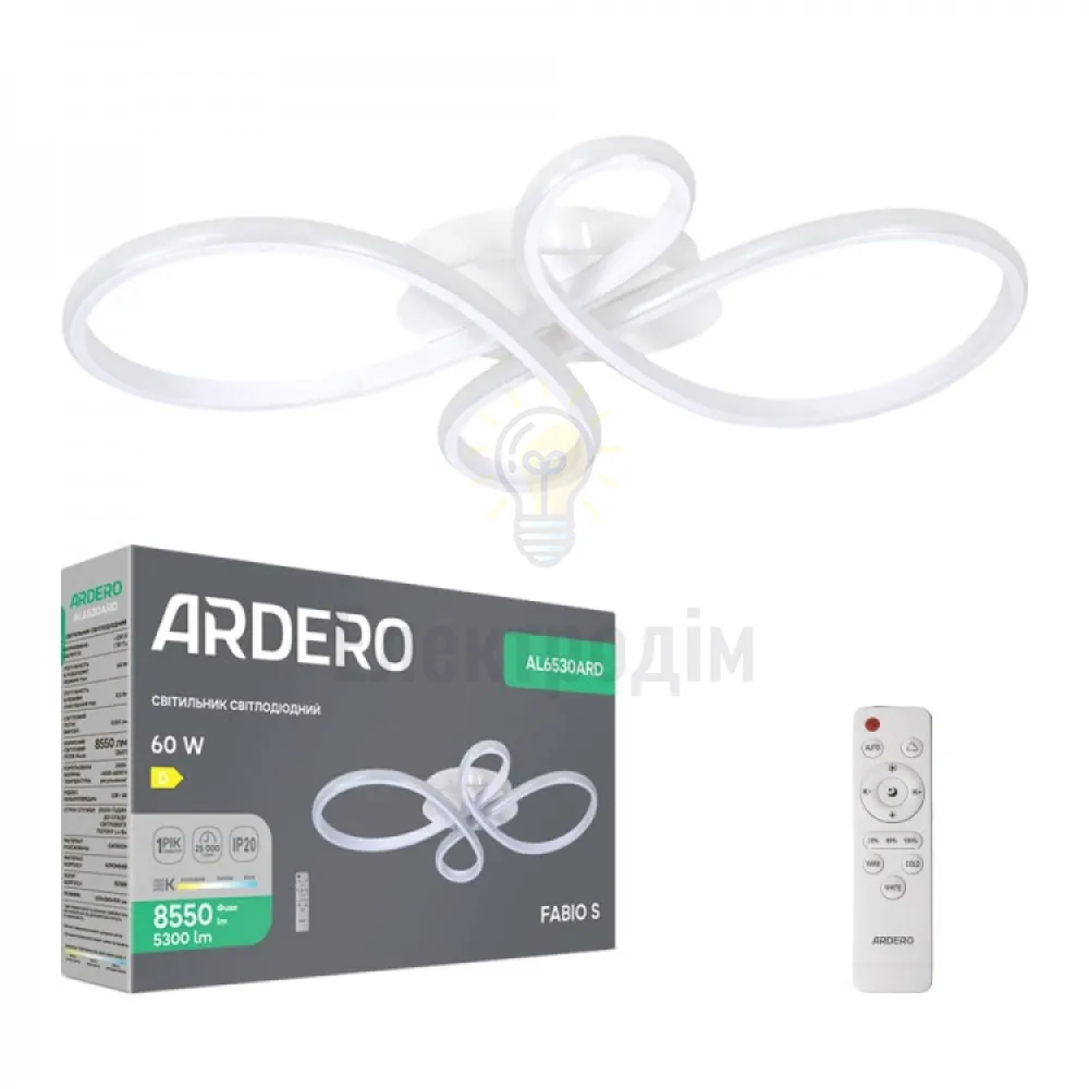 AL6530ARD 60W 5300Lm 3000K-6000K 630*360*100mm білий FABIO S 80495  - фото 1