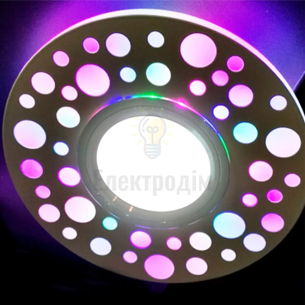 CD989 MR16 білий-матовий із led підсвіткою SMD2835 15leds RGB 40027  - фото 1