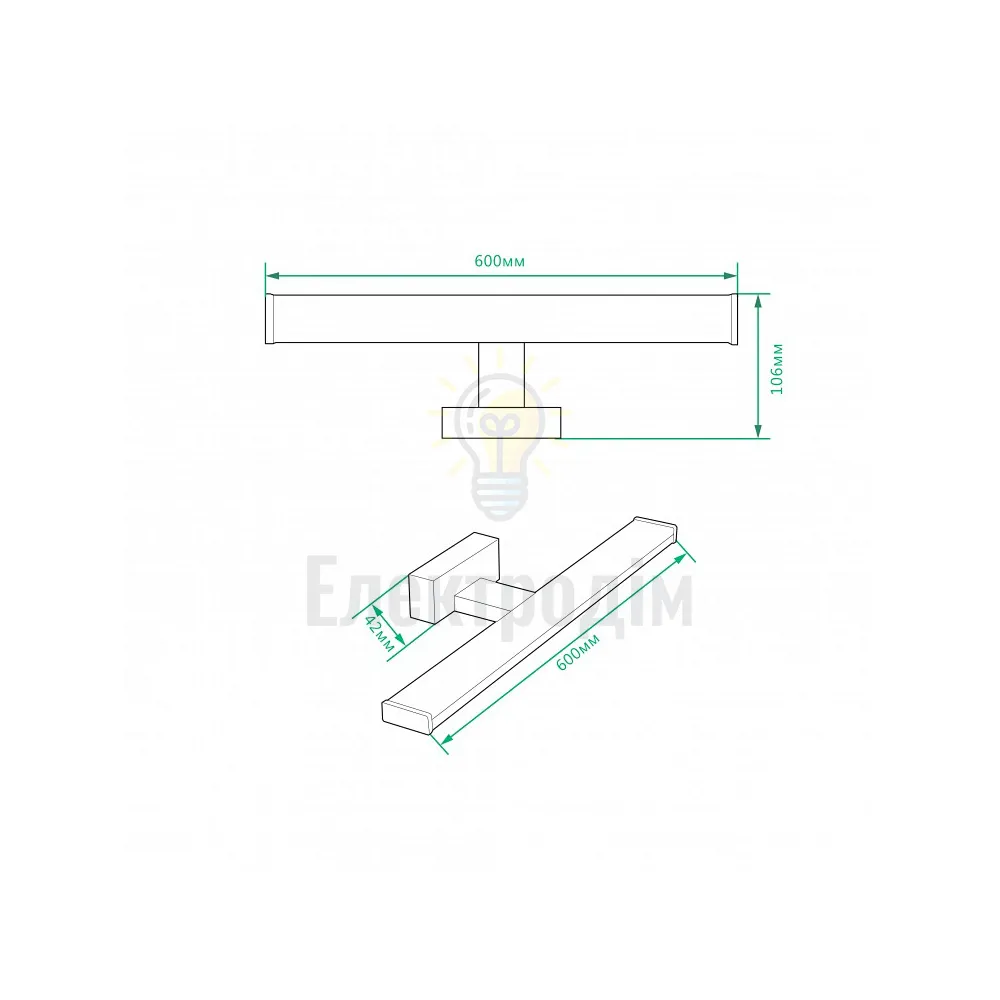 AL5080ARD 230V 12W 960LM 4000К 600*106*42mm IP44 хром, матовий розсіювач 80196  - фото 3
