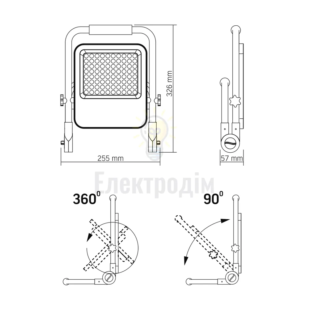 LED Прожектор 50W 5000К акумуляторний VL-F2A-505 Premium Videx VL-F2A-505  - фото 5