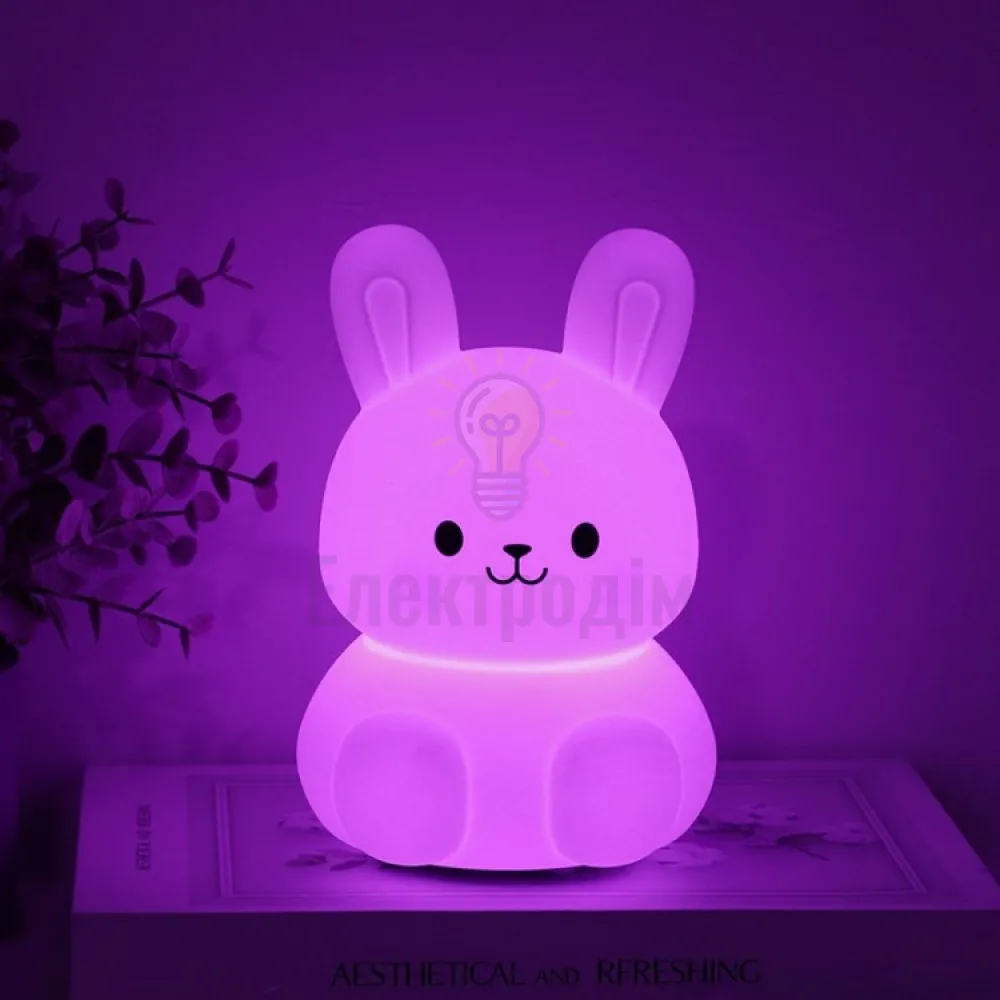 Нічник силіконовий SNL-R02ARD зайчик білий RGB 3*ААА 10.1*11.3*14.8cm 80672  - фото 2