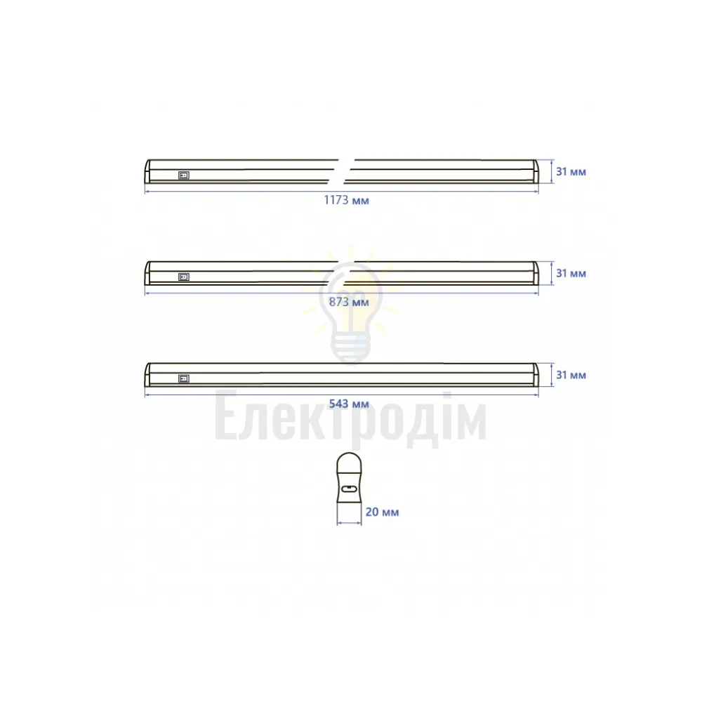 AL7001 T5 18W, AC185-265V 1173*20*31mm 50/60Hz із вимикачем та мережевим шнуром 41353  - фото 2