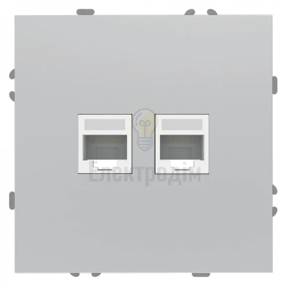 ER152PC-S розетка комп’ютерна подвійна, механізм срібло Soft 80801  - фото 1