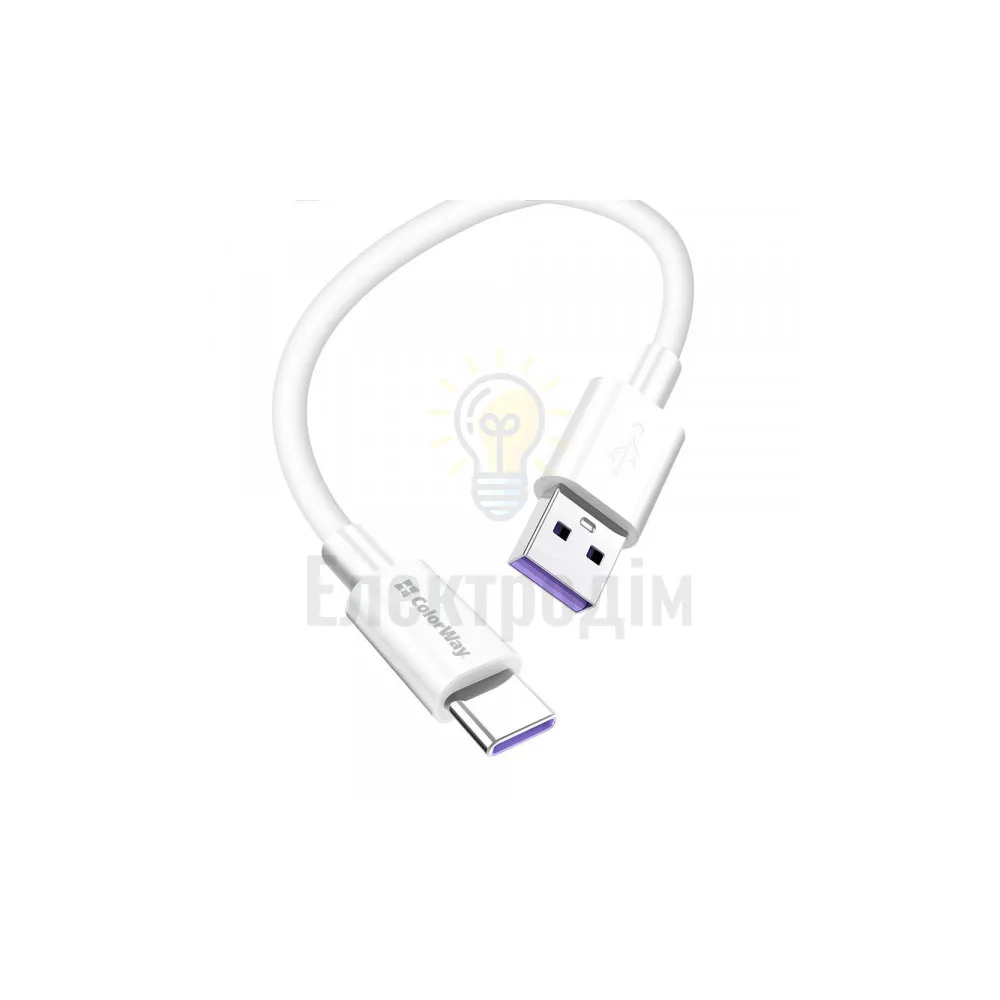 Кабель Colorway USB Type-C (Fast Charging) 5.0А 1м білий CW-CBUC019-WH  - фото 3