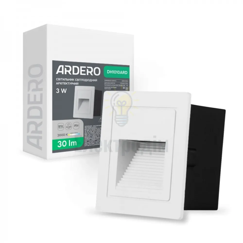 DH1010ARD 230V 3W 30Lm 3000K квадрат 85*85*49mm білий IP54 80674 