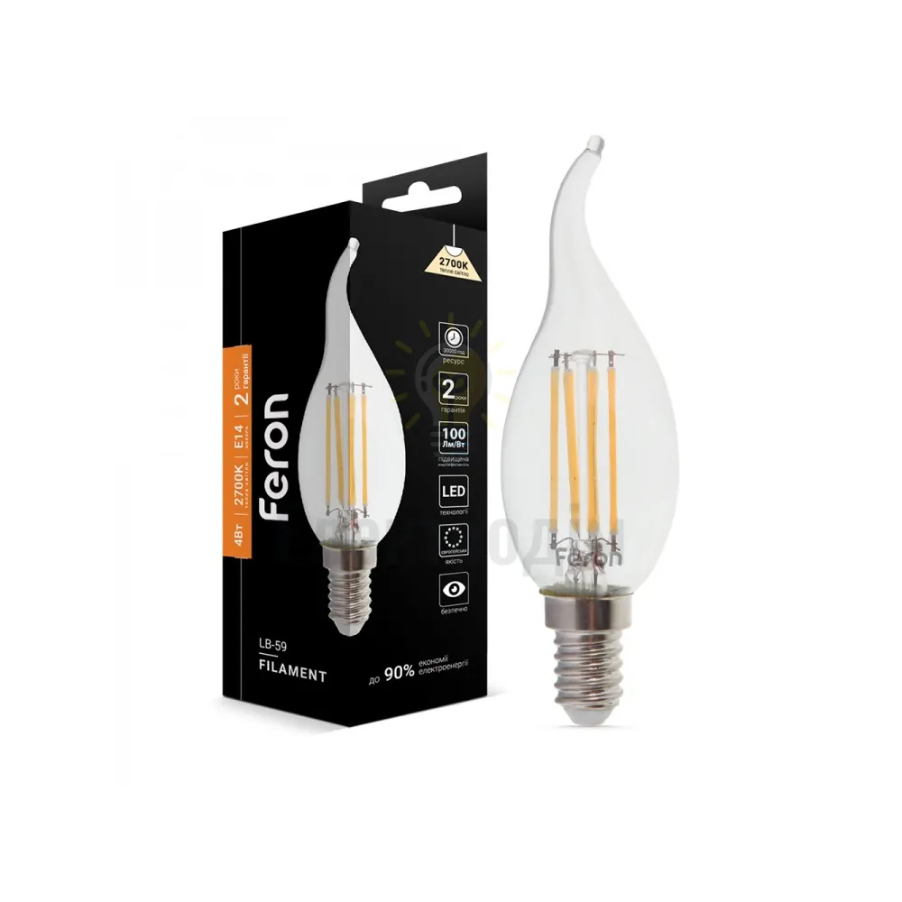 Світлодіодна лампа Filament LB-59 CF37 230V 4W 400Lm  E14 2700K 25575 