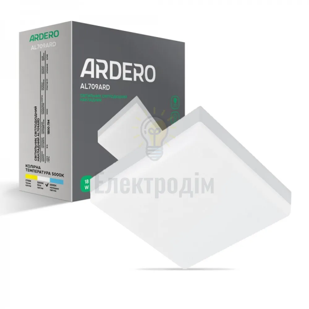 AL709ARD 18W квадрат накладний 1800Lm 5000K 120*120*40mm 80005 
