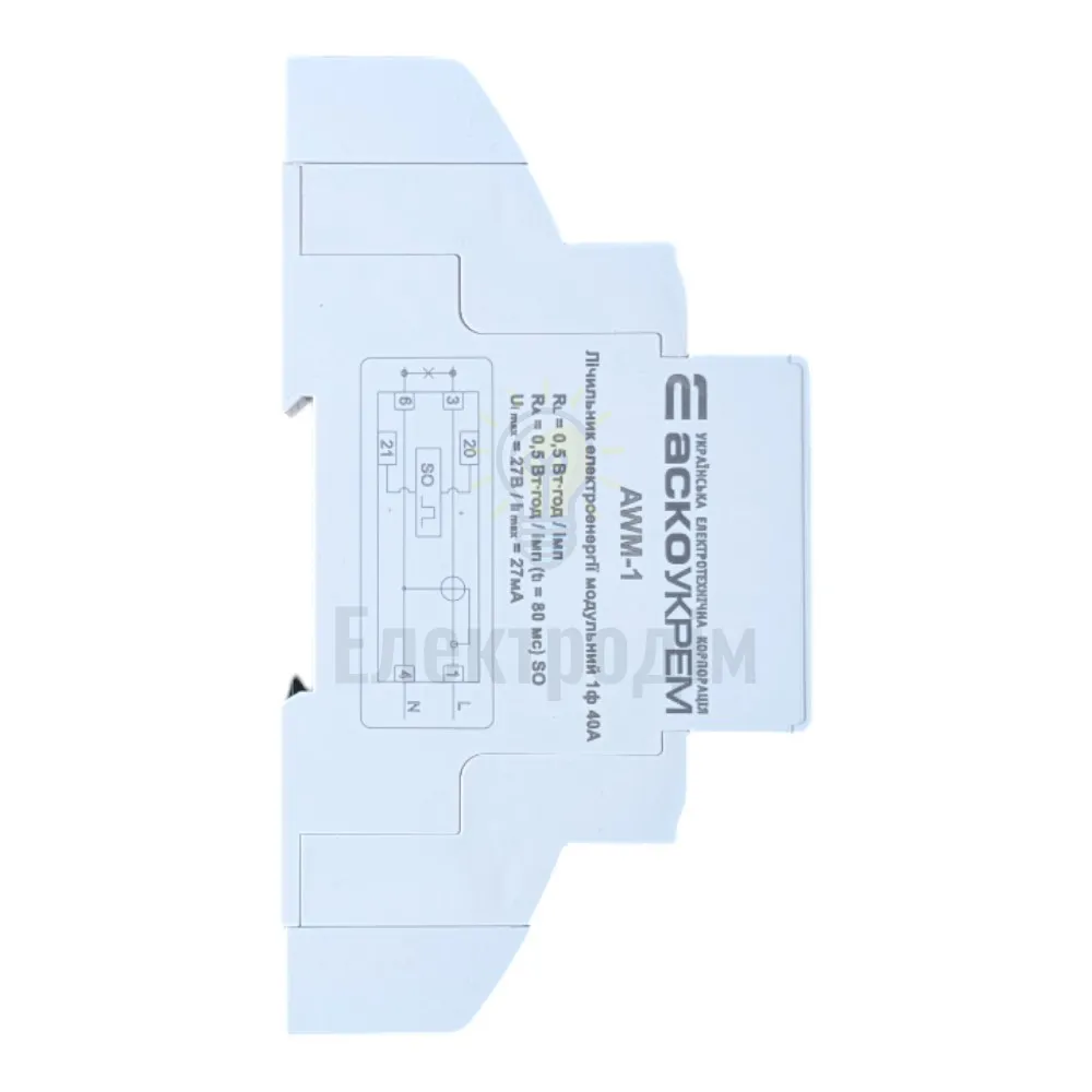 Лічильник електроенергії  модульний  1ф 40А AWM-1 A0090040105  - фото 2