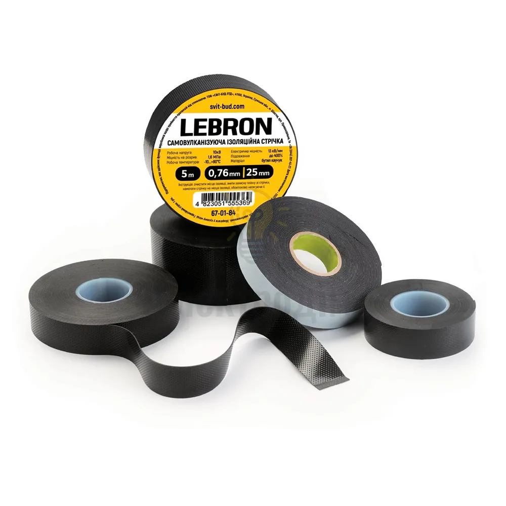 Ізоляційна стрічка Самовулканізуюча ізострічка 35кВ Lebron 0,76мм х 19мм х 5м 97684 