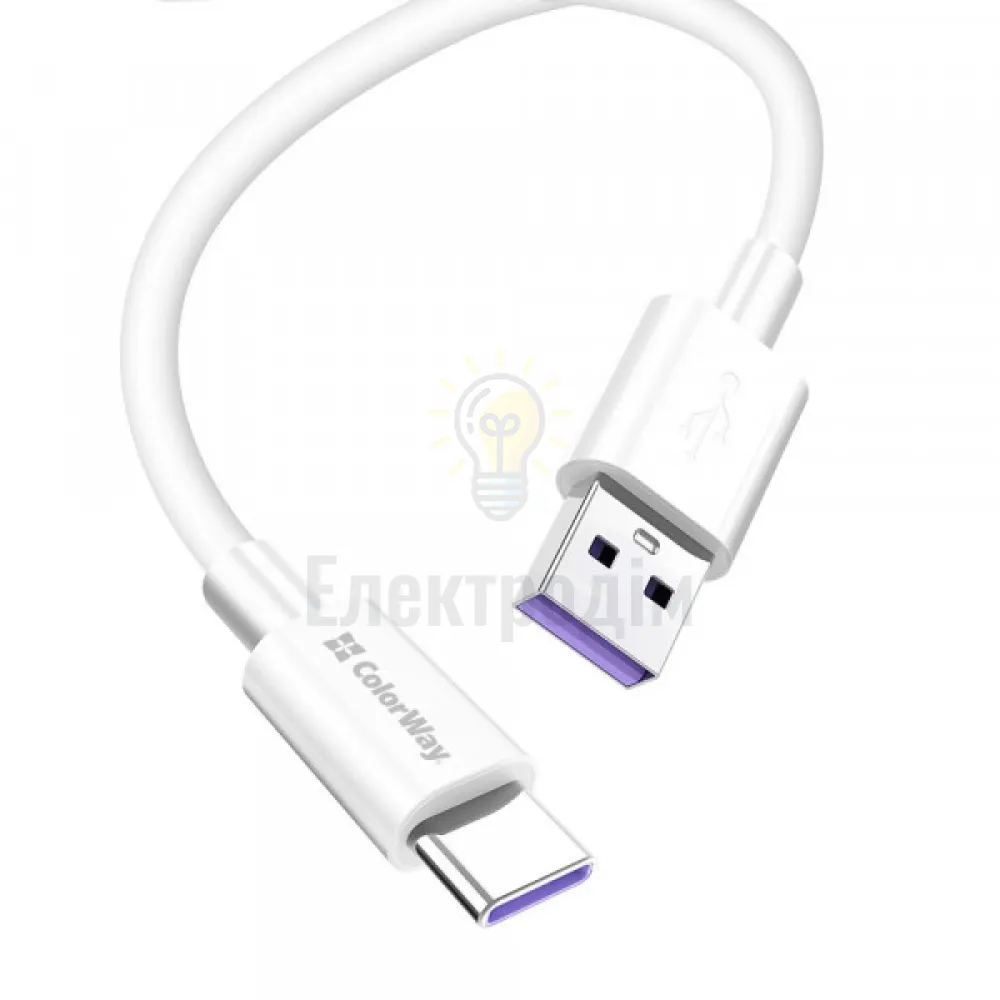 Кабель Colorway USB Type-C (Fast Charging) 5.0А 1м білий CW-CBUC019-WH  - фото 3