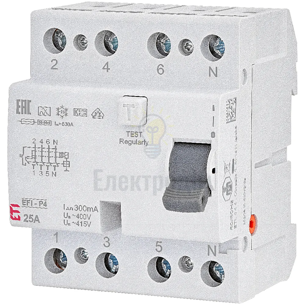 Реле диференційне (ПЗВ) 4р EFI6-P4 16/0,03 тип A (6kA) 2061660 