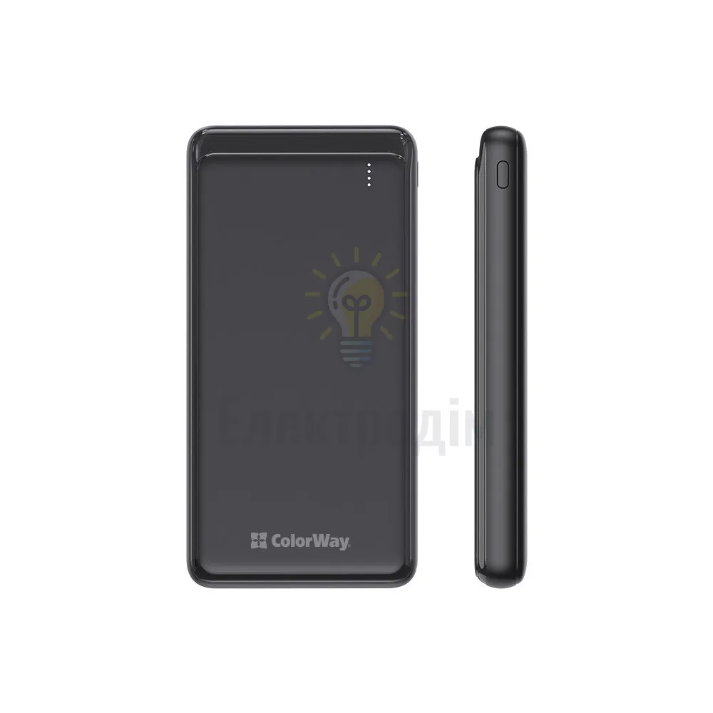Павербанк УМБ ColorWay Power Bank 10 000 mAh Slim (USB QC3.0 + USB-C Power Delivery 18W) Black CW-PB100LPG3BK-PD)  - фото 12