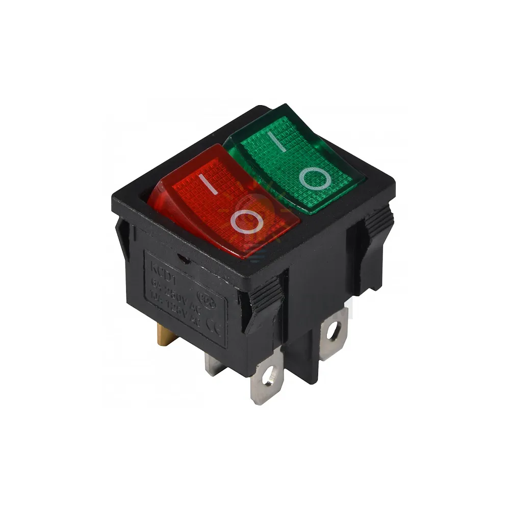Перемикач KCD1-6-2101N GR+R/B 220V 2 клав. зелений+червоний з підсвічуванням  АСКО A0140040085 