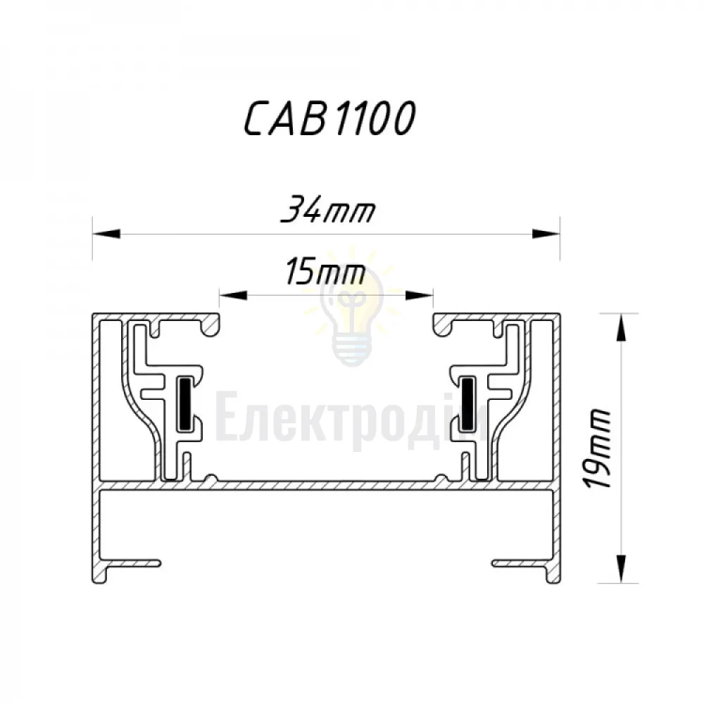 CAB1100 шинопровід однофазний для трекових світильників, чорний 2м 40002  - фото 1
