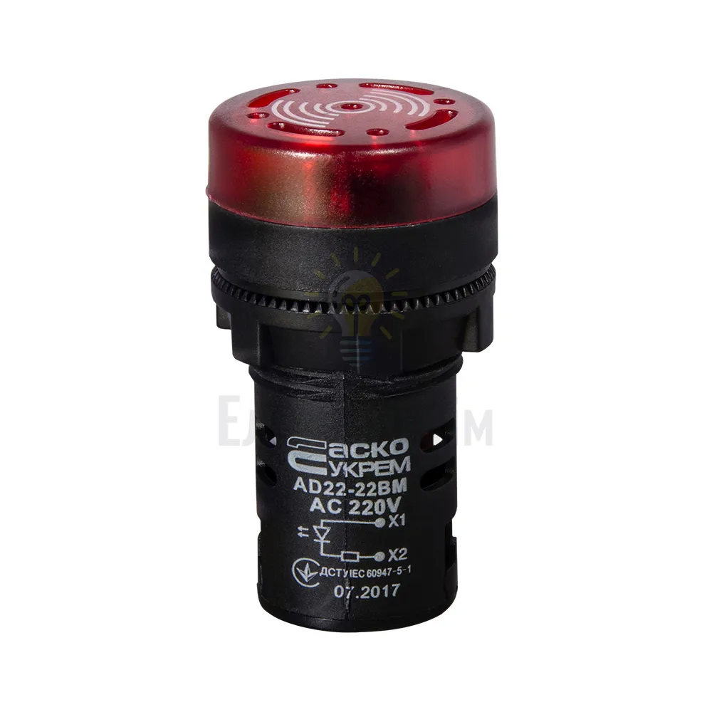 Сигнальна арматура Зумер блимаючий АСКО AD22-22 BM/r 220V АC червоний A0140030159 