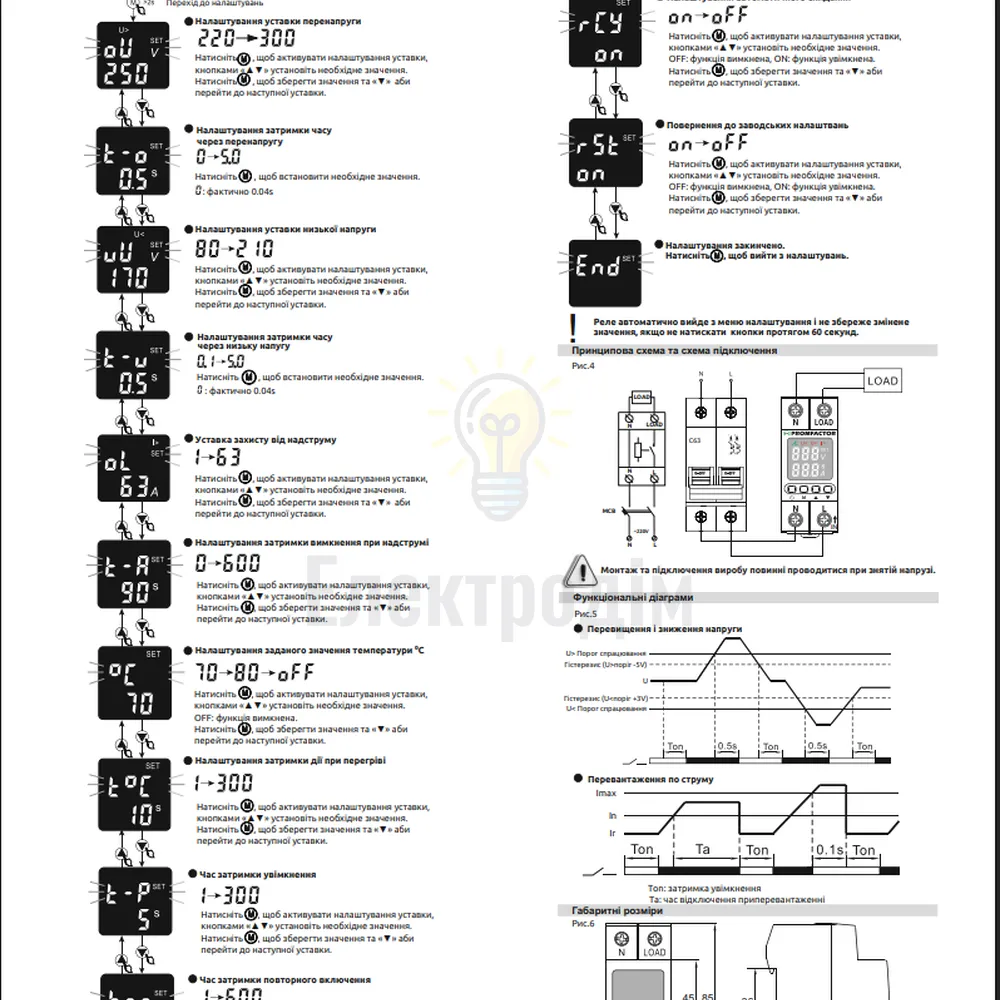 Промфактор Однофазне реле контролю напруги FRVA1S-63A  - фото 4