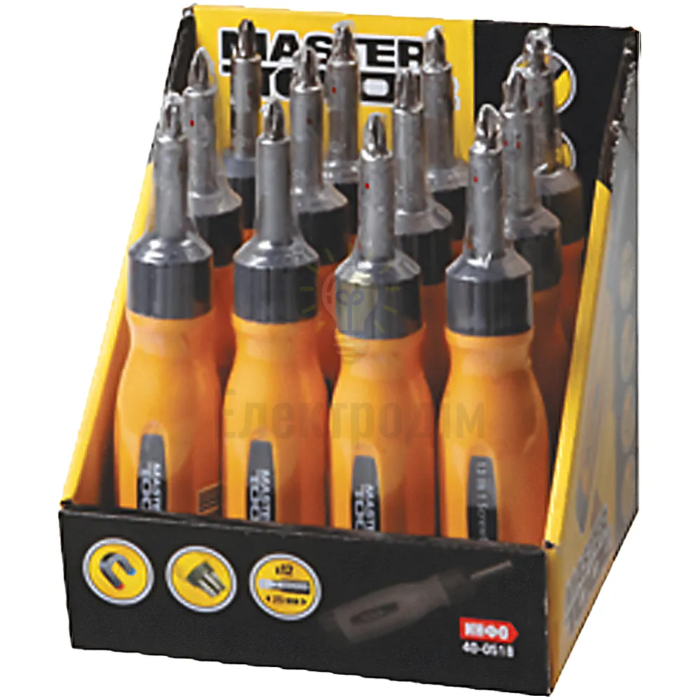 Викрутка Набори Викрутка з тріскачкою Mastertool + 12 насадок 40-0518 