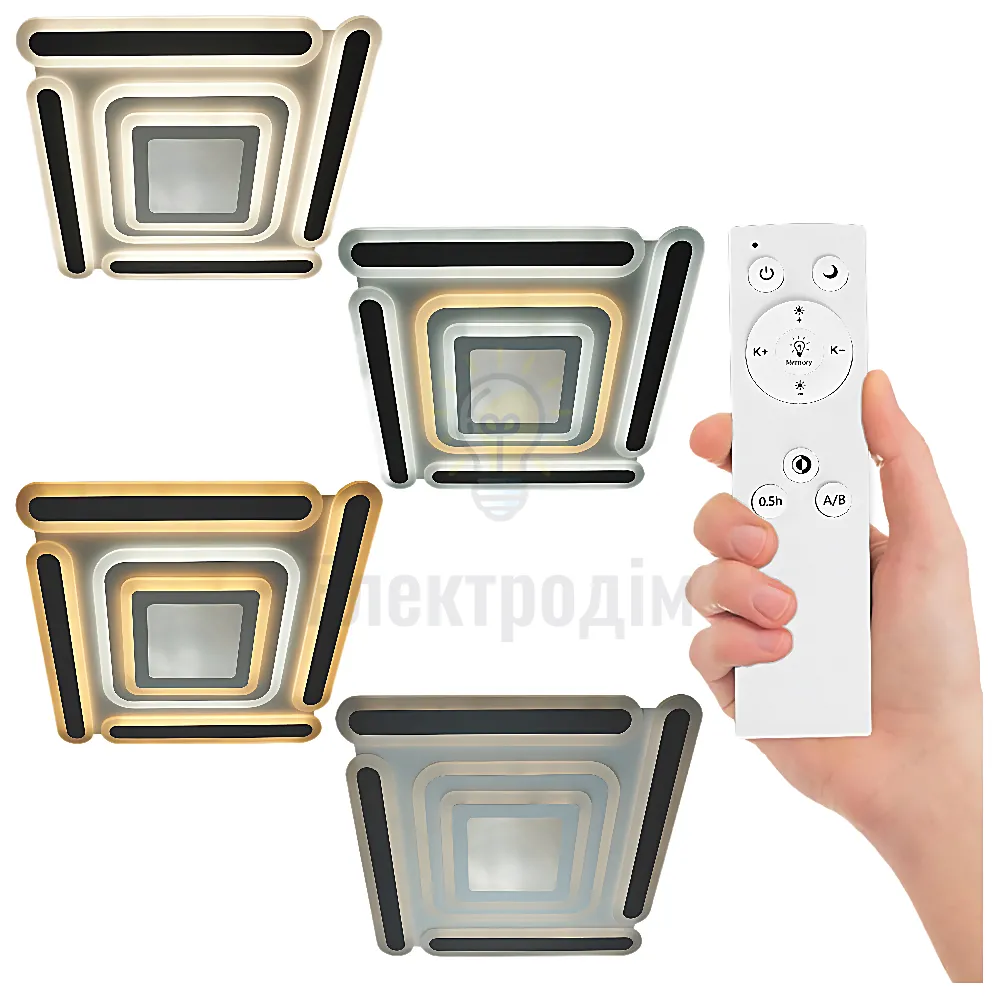 Cвітильник cвітлодіодний VIOLUX smart MATRIX+пульт квадрат чорний 120W 3000-6000K 9600LM IP20 220505 