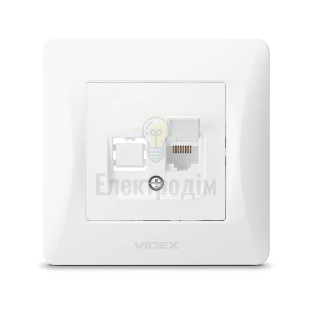 BINERA білий Розетка внутрішня 1-а CAT6 комп'ютерна Videx VF-BNSK1PC6-W  - фото 1
