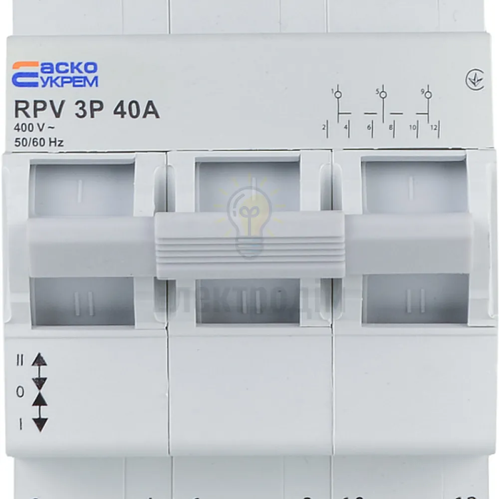 Перемикач Ручний перемикач вводу (І-0-ІІ) RPV 3P 40A A0010220010  - фото 1