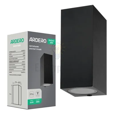 DH0147ARD 230V без лампи 2*GU10, чорний 75*66*153mm IP54 80699 — купити в Електродім