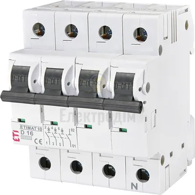 Авт. вимикач ETIMAT 10  3p+N D 16А (10 kA) 2156716 — купити в Електродім