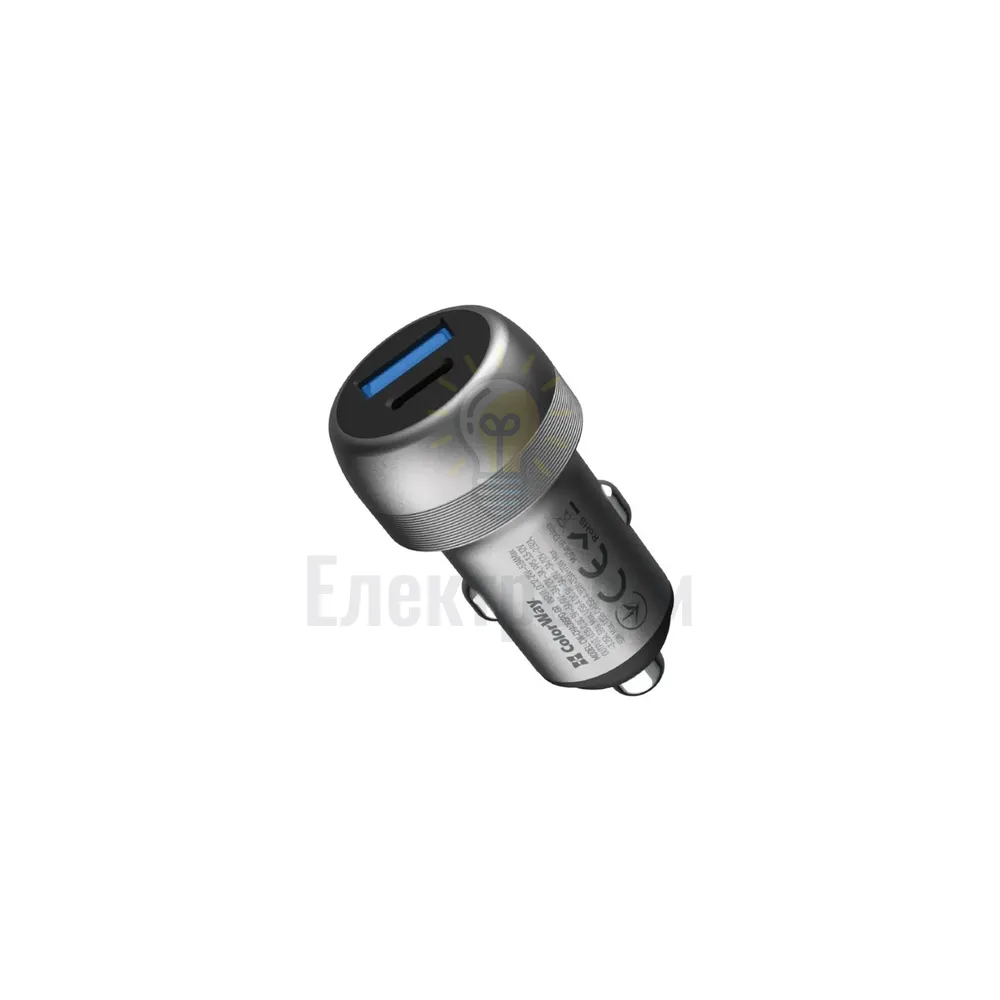 Автомобільний зарядний пристрій ColorWay CW-CHA066PD-GR USB+Type-C 70W QC+PD сірий 98805 